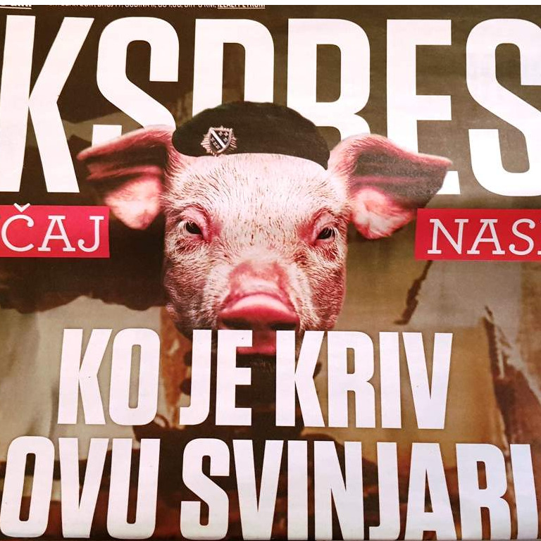 Skandalozno: Srbijanski sedmičnik objavio svinjsku glavu s beretkom i grbom s liljanima