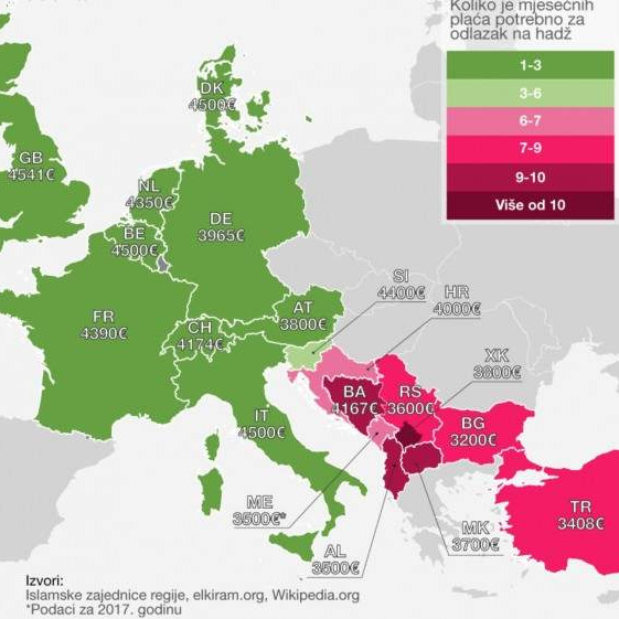 Mapa: Koliko košta odlazak na hadž
