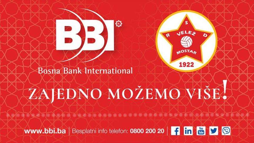 BBI banka uz Fudbalski klub Velež i u 2020. godini