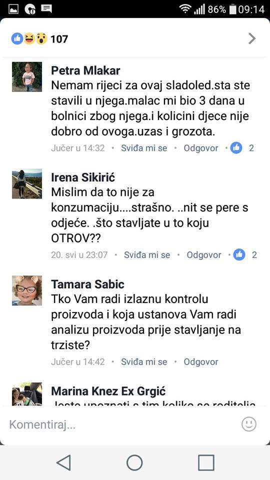 Poruke roditelja iz Hrvatske u maju ove godine - Oprez | Žena iz Sarajeva završila u bolnici zbog Mrak sladoleda