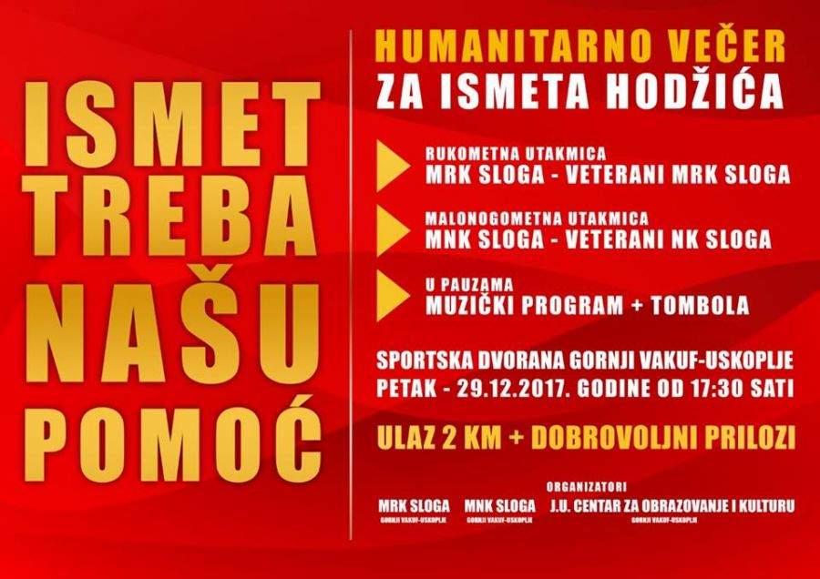 U petak Humanitarno večer za Ismeta Hodžića 
