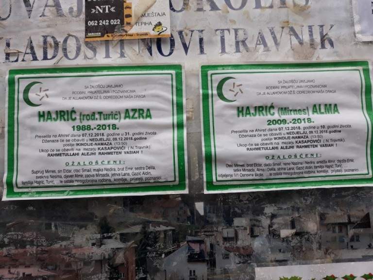 Novi Travnik: Dženaza i ukop Azre i Alme Hajrić sutra na mezarju Kasapovići